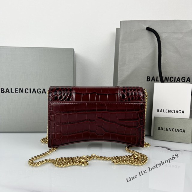 Balenciaga專櫃爆款鱷魚紋牛皮女包鏈條包 巴黎世家經典小號沙漏包鏈條斜挎包 fyj1056